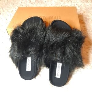 Steve madden amari faux fur slide